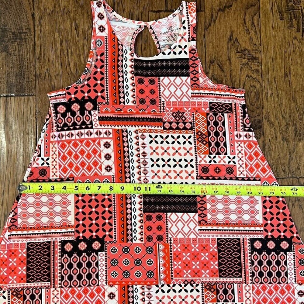 Bobbie Brooks Sleeveless Knit Dress Small Soft Casual Summer Patchwork Print S - Picture 13 of 14